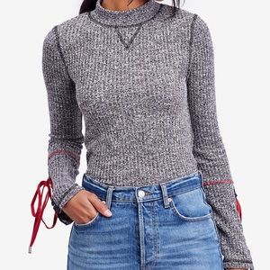 Free People Lace Up Sleeve Sweater